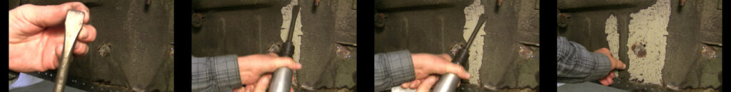 Air Hammer Chisel at 40 psi Removing Undercoating